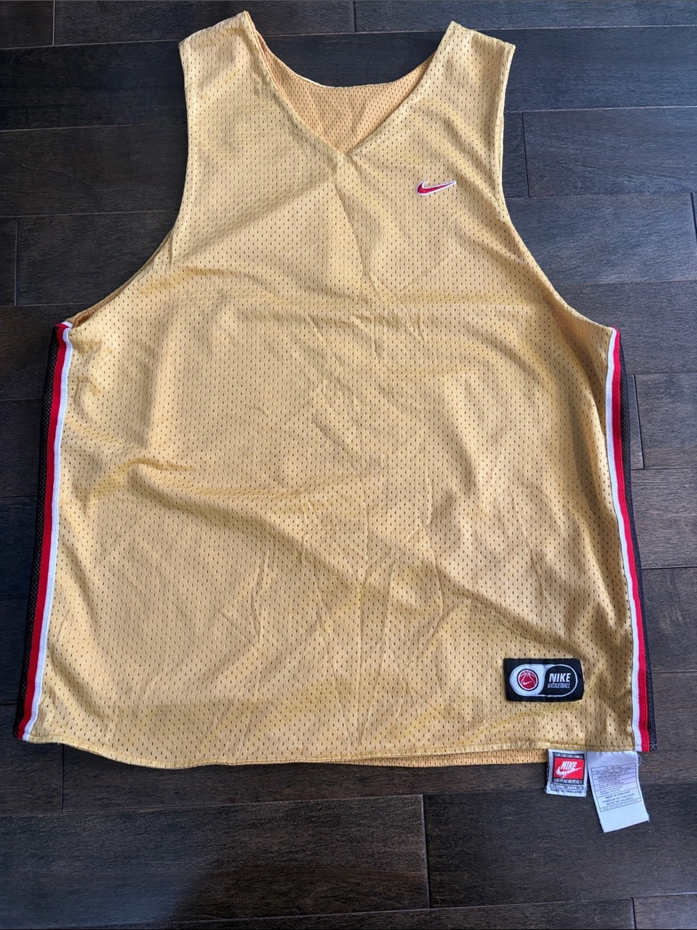 Vintage Nike Yellow Mesh Basketball Tank with Pink Swoosh